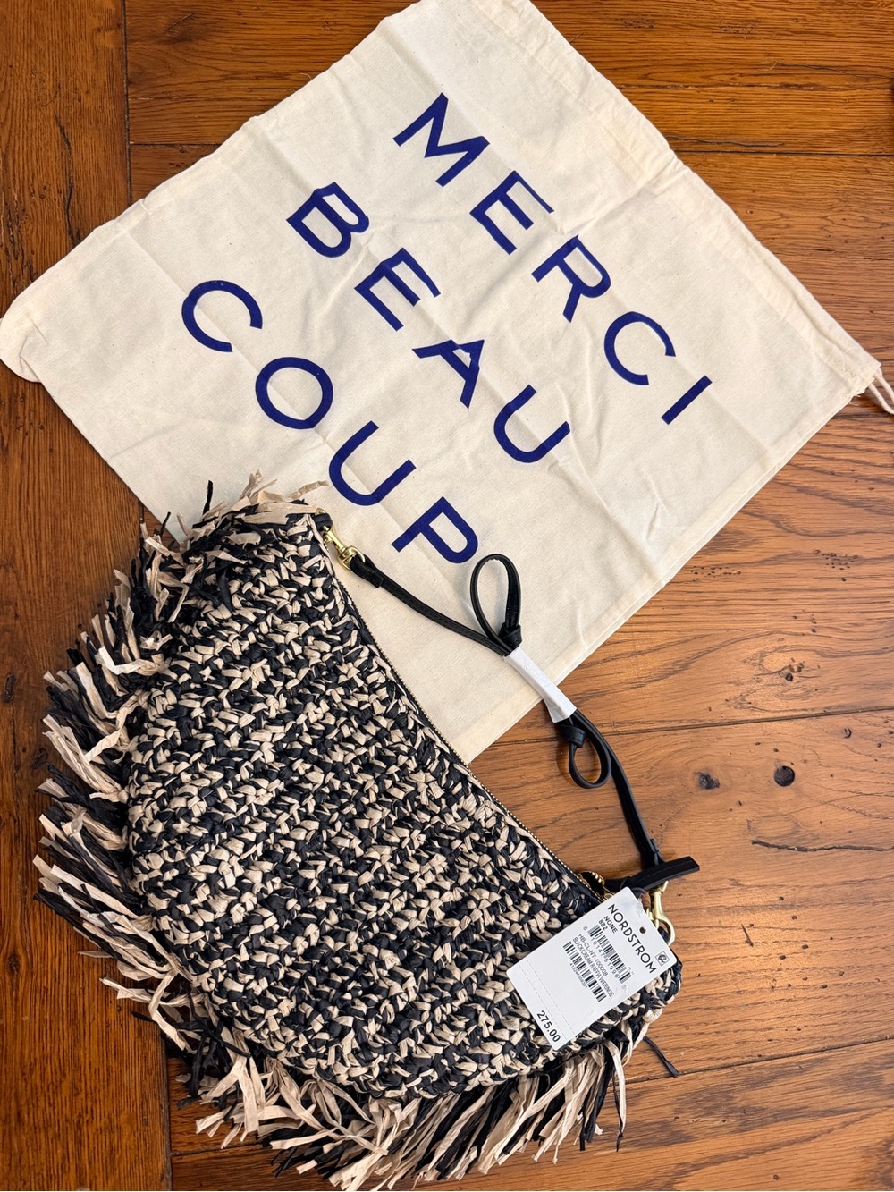 Clare V. Lune Shoulder Bag in Black & Cream NWT